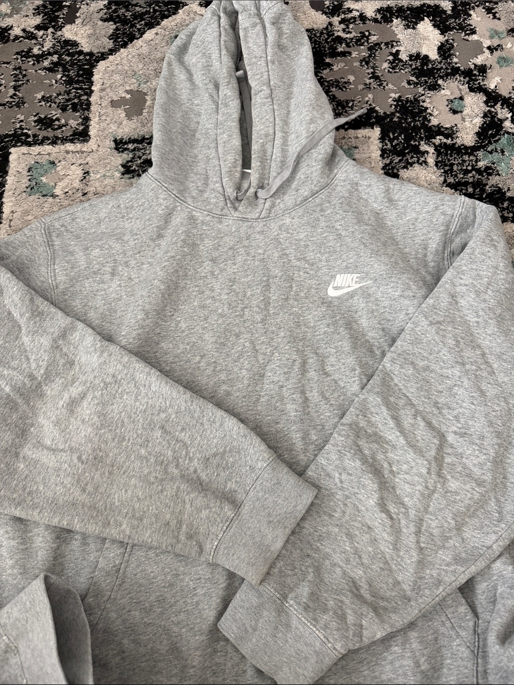 Nike Gray Crewneck Pullover Hoodie with White Swoosh